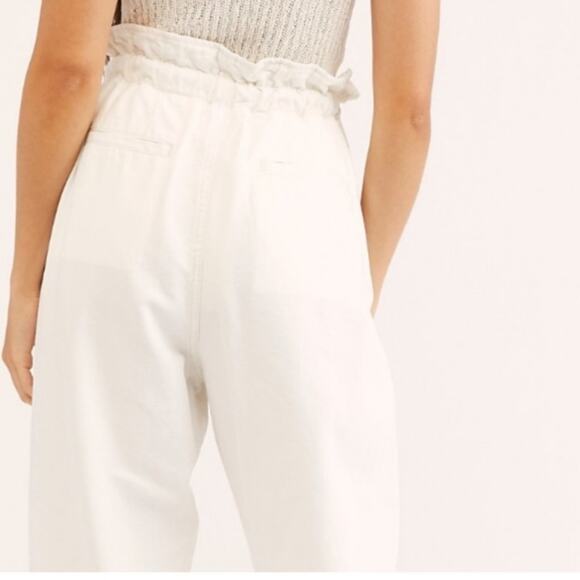 NEW Free People $98 Margate Ivory Paper Bag Waist Pant Trouser NWT Small - Picture 16 of 16